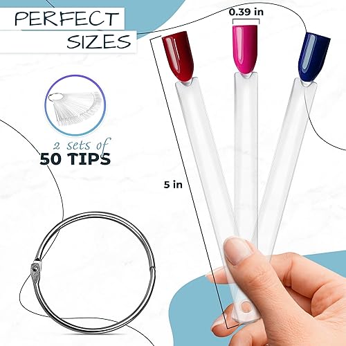 Miniatura 2 de 100 unidades de barras de uñas para uñas acrílicas, puntas de exhibición de uñas de gel, puntas de esmalte de uñas, puntas de uñas de plástico,