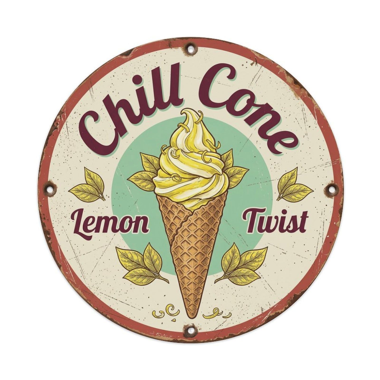 Cwbufd Vintage Style Chill Cone Retro Kitchen Vintage Metal Tin Sign Plaque Wall Decor For Cafe, Club Bar, Office, Garden Metal Poster 8X8inch