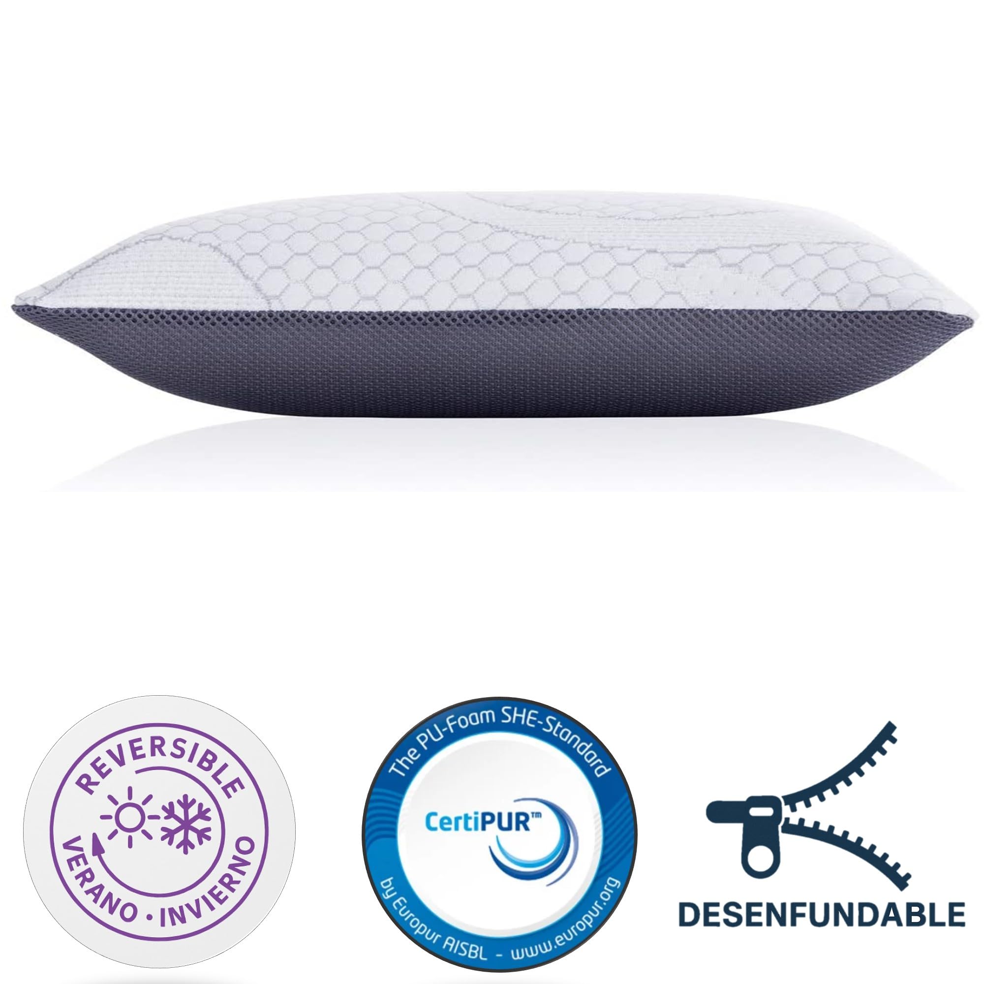 MATTREX | Almohada Viscoelástica 150 cm Doble Funda con Cremallera – Almohada Viscoelástica Antiácaros y Antibacterias – Almohada viscoelástica Aloe Vera Hilos de Plata