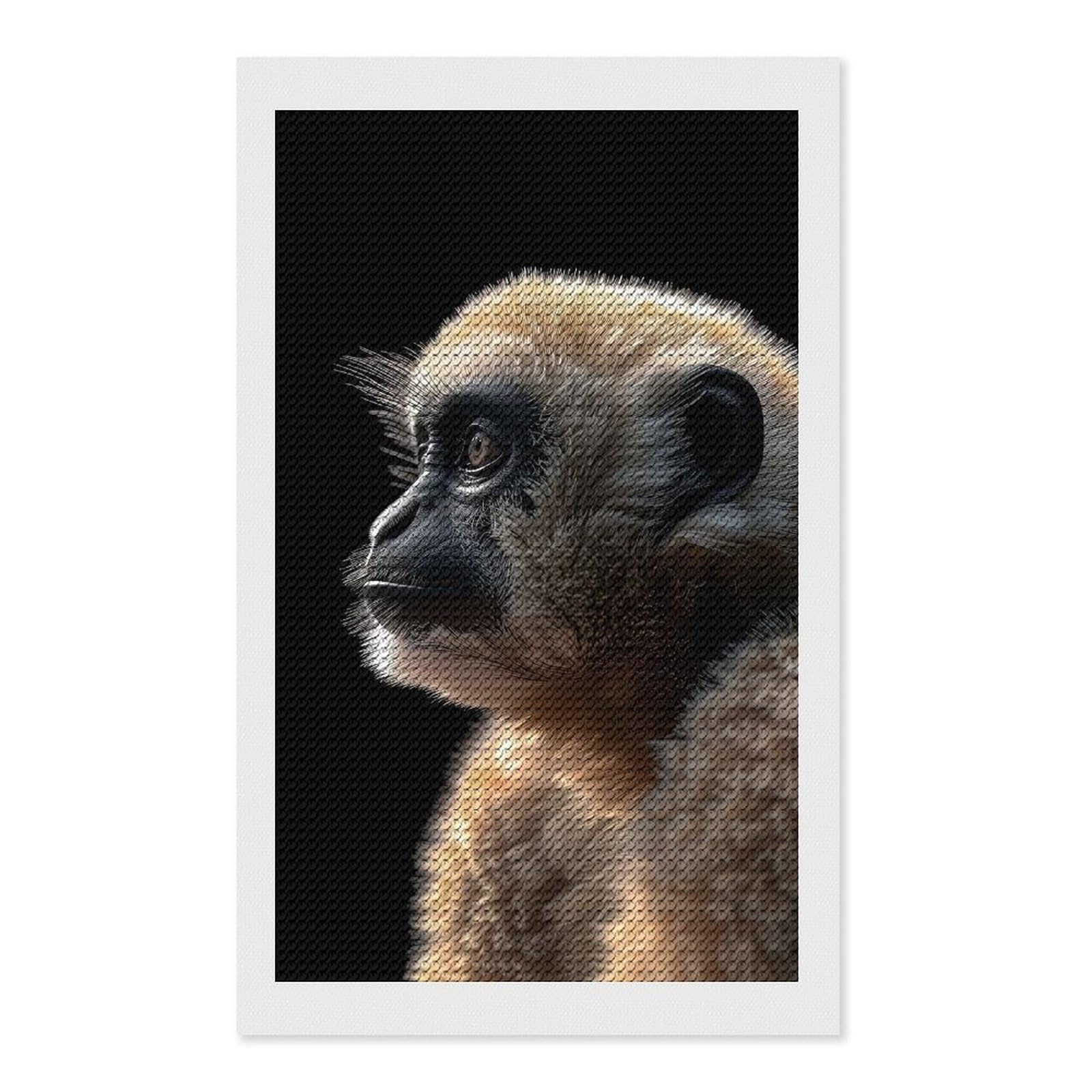 Junmoney Gibbon Diamond Art Kit 12"x20", Gift Idea, for Family Craft Time, Mindful Craft Activity, Boho Decor, Relaxing DIY Hobby