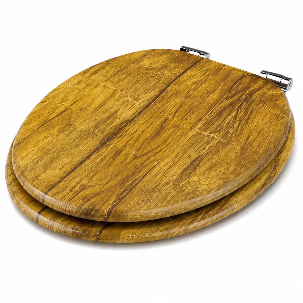 Wajha Wooden Texture 18 Inch Universal Mdf Wooden Toilet Seat, Novelty Bathroom Wc Loo Seat With Easy Fit Fittings For Standard Toilets (Wooden Texture)