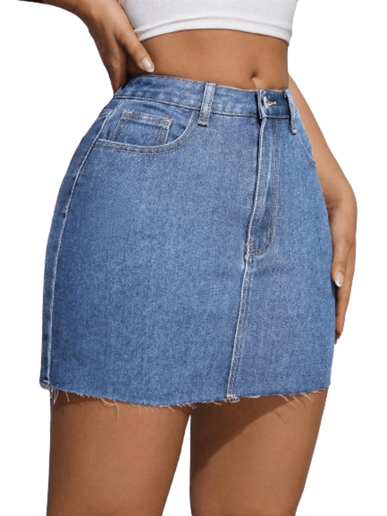 Summer Casual Fashionable Fringed Slanted Pocket Bodycon Denim Short Skirt For Women'& Girl's