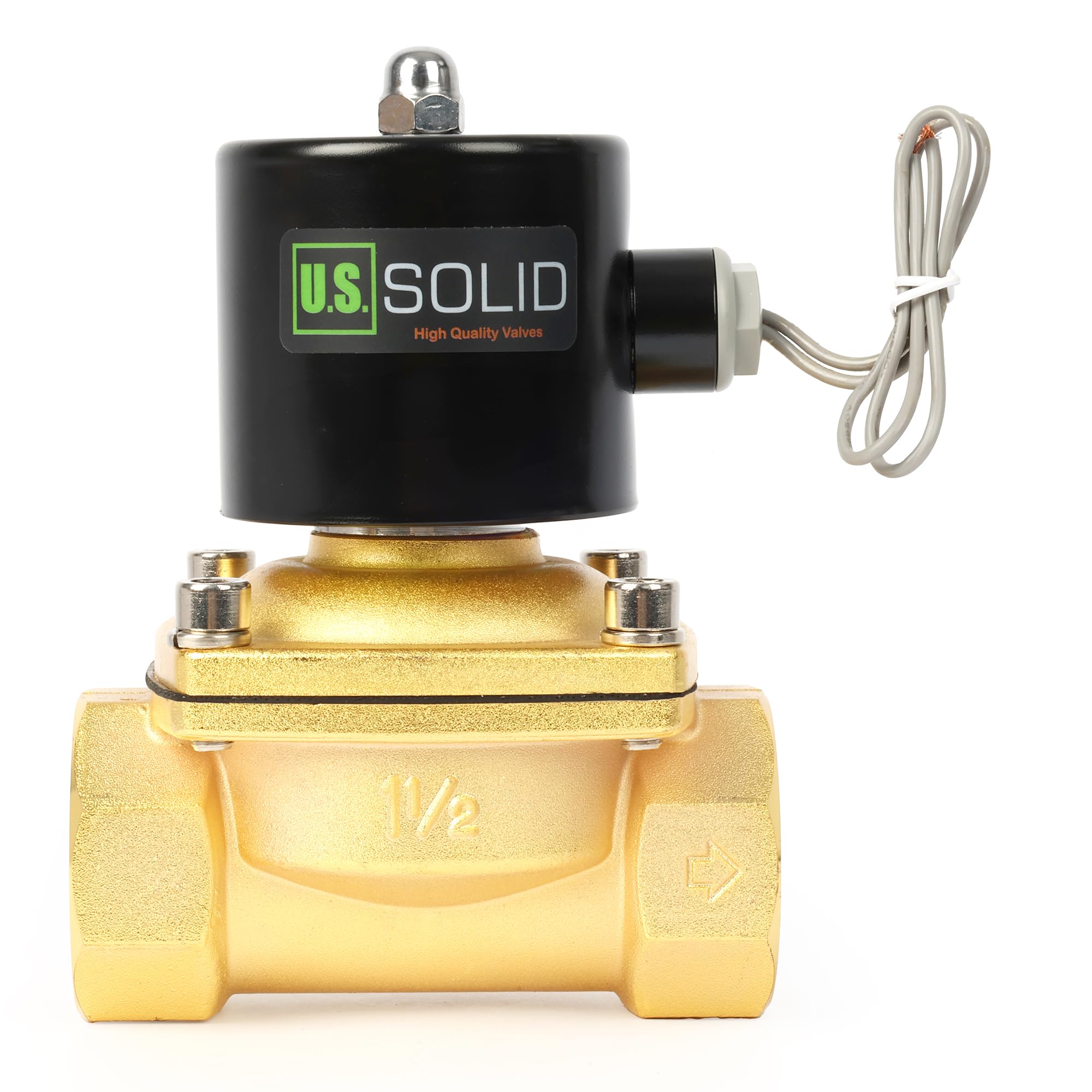 U.S. Solid Válvula solenoide – Válvula de agua eléctrica de aleación de zinc de 1 1/2 pulgadas, 24 V CA, sello NBR
