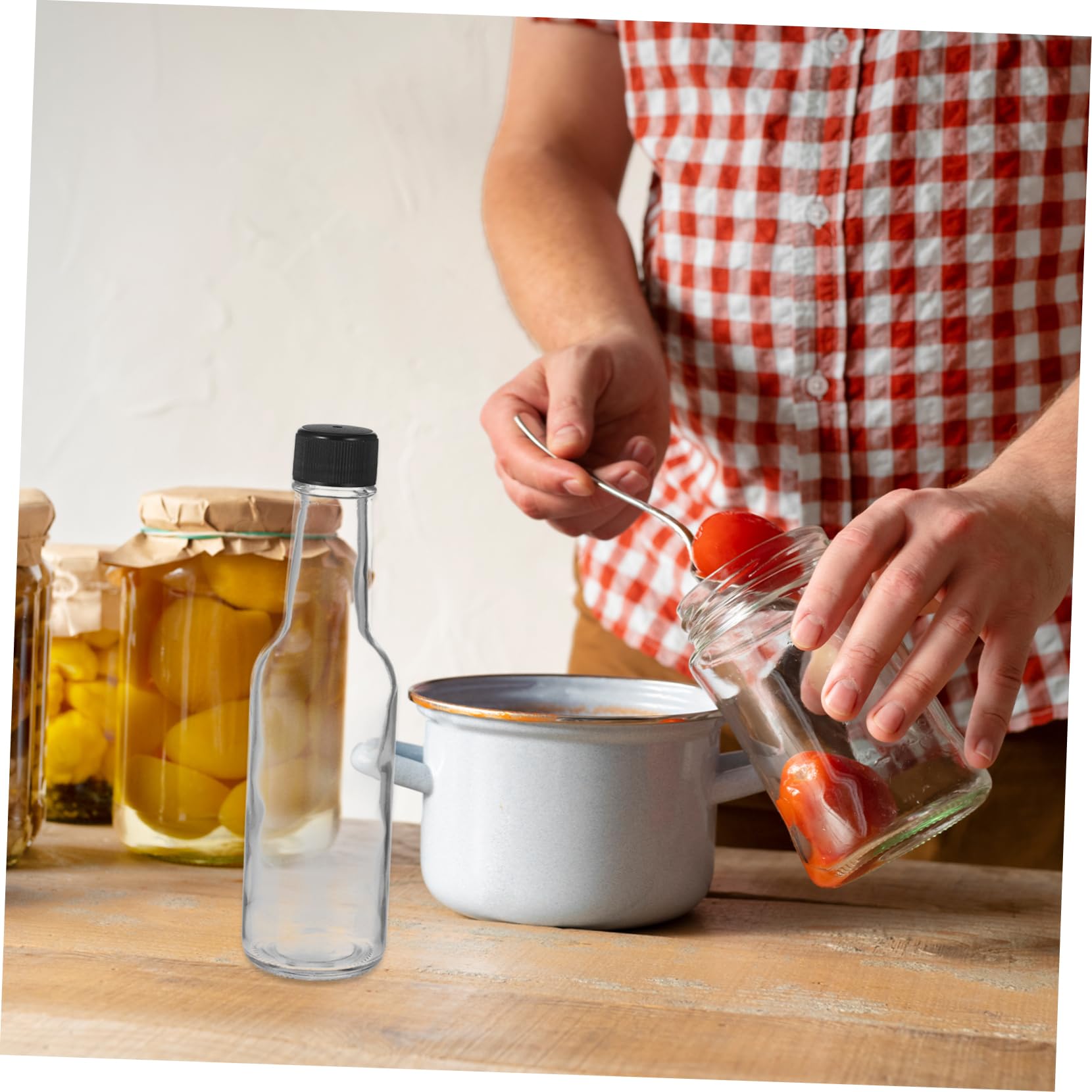 PRETYZOOM 6 Stück 150ml Glasflaschen mit Deckel für Soßen und Dressing