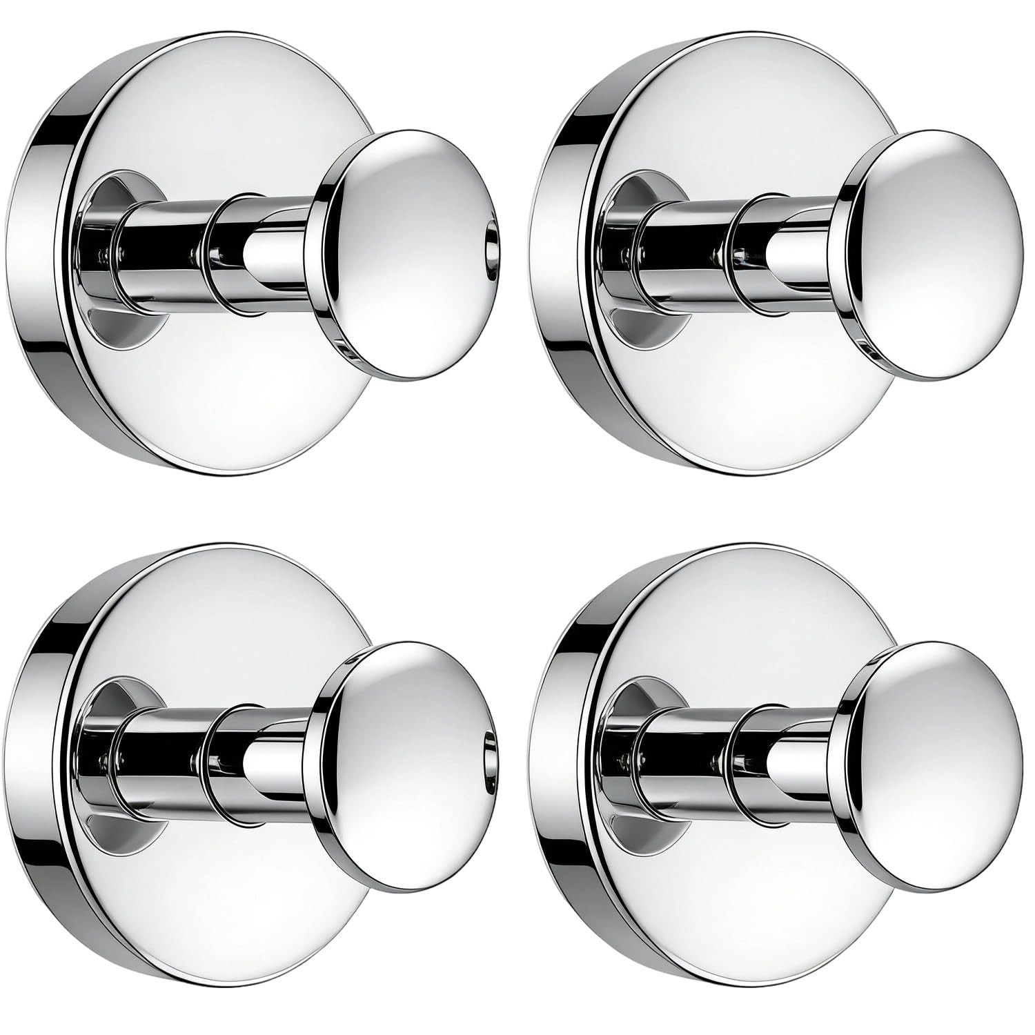 V-Kitpater Heavy Duty Suction Hooks 4 Pack, Chrome Plated 304 Stainless Steel No Drill Hooks for Bathroom Kitchen Tile Glass, Wreath Hanger for Front Door & UPVC, 10lb Waterproof