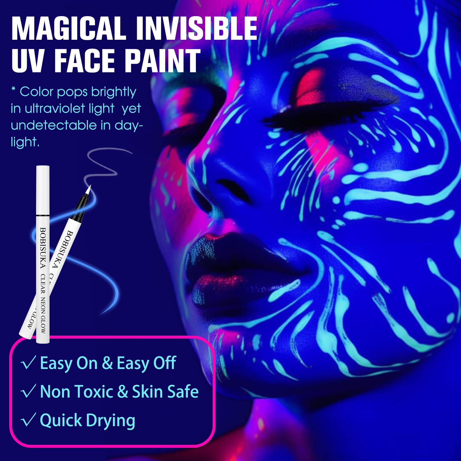 Amazon.com : BOBISUKA Clear UV Neon Glow Eyeliner Pen, Invisible