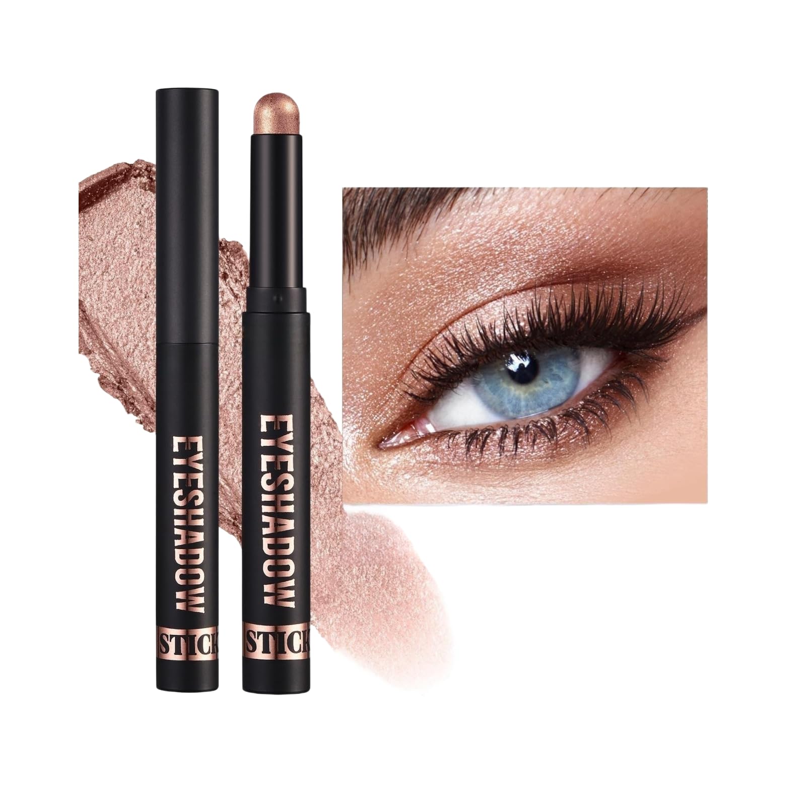 Cream Eyeshadow Stick Smooth Shimmer Single Eyeshadow Pencil, High Pigmented Crease-proof Eye Shadow Brightener Stick, Hypoallergenic Waterproof Long Lasting Eye Highlighter Stick