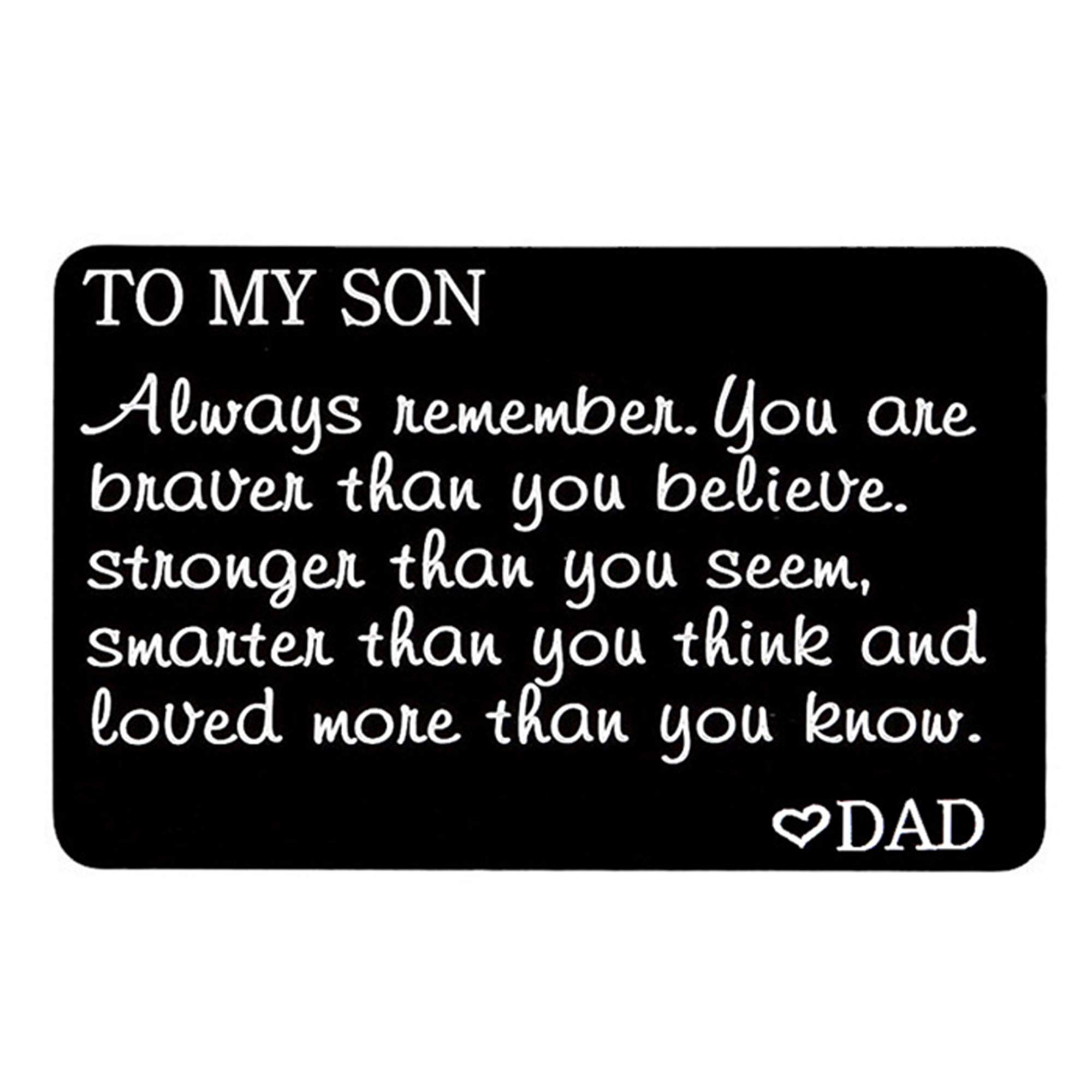 Jstud To My Son wallet Insert Cards Inspirational Graduation Birthday Gifts Engraved Always Remember You are Brave Insert Cards from Dad