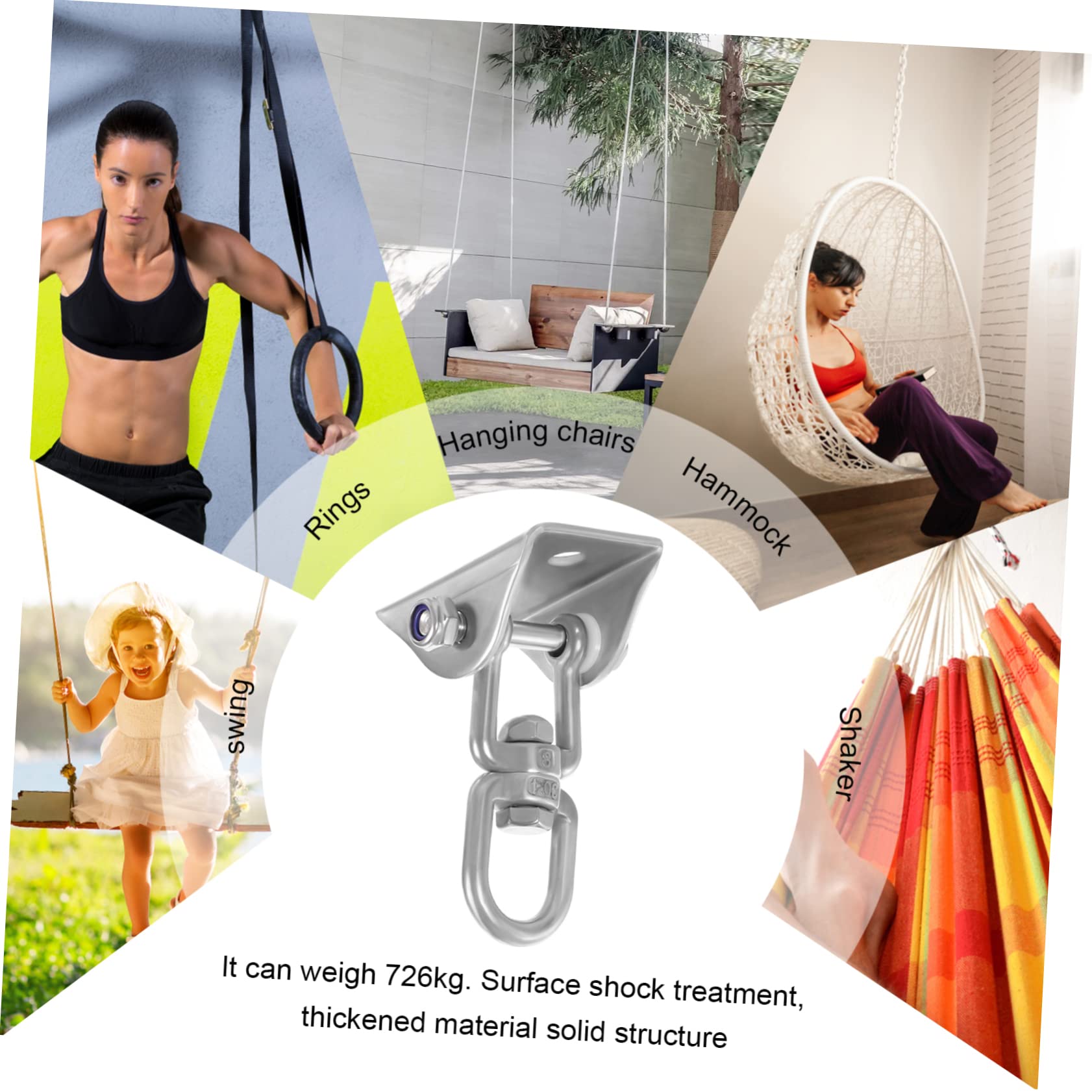TOYANDONA 1 Juego Gancho De Columpio Silla Hamaca Ganchos para Colgar Hamacas Colgador De Columpio con Mosquetón De Yoga Columpios con Percha De Madera Acero Inoxidable 304
