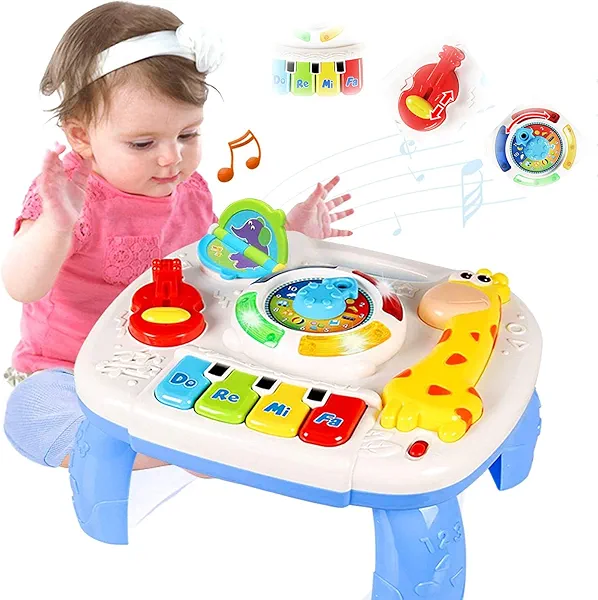 HQXBNBY Musical Learning Table - Baby Toys for 6-12 Months, 1-3 Year Olds - Early Education Activity Center - Toddler Birthday Gifts