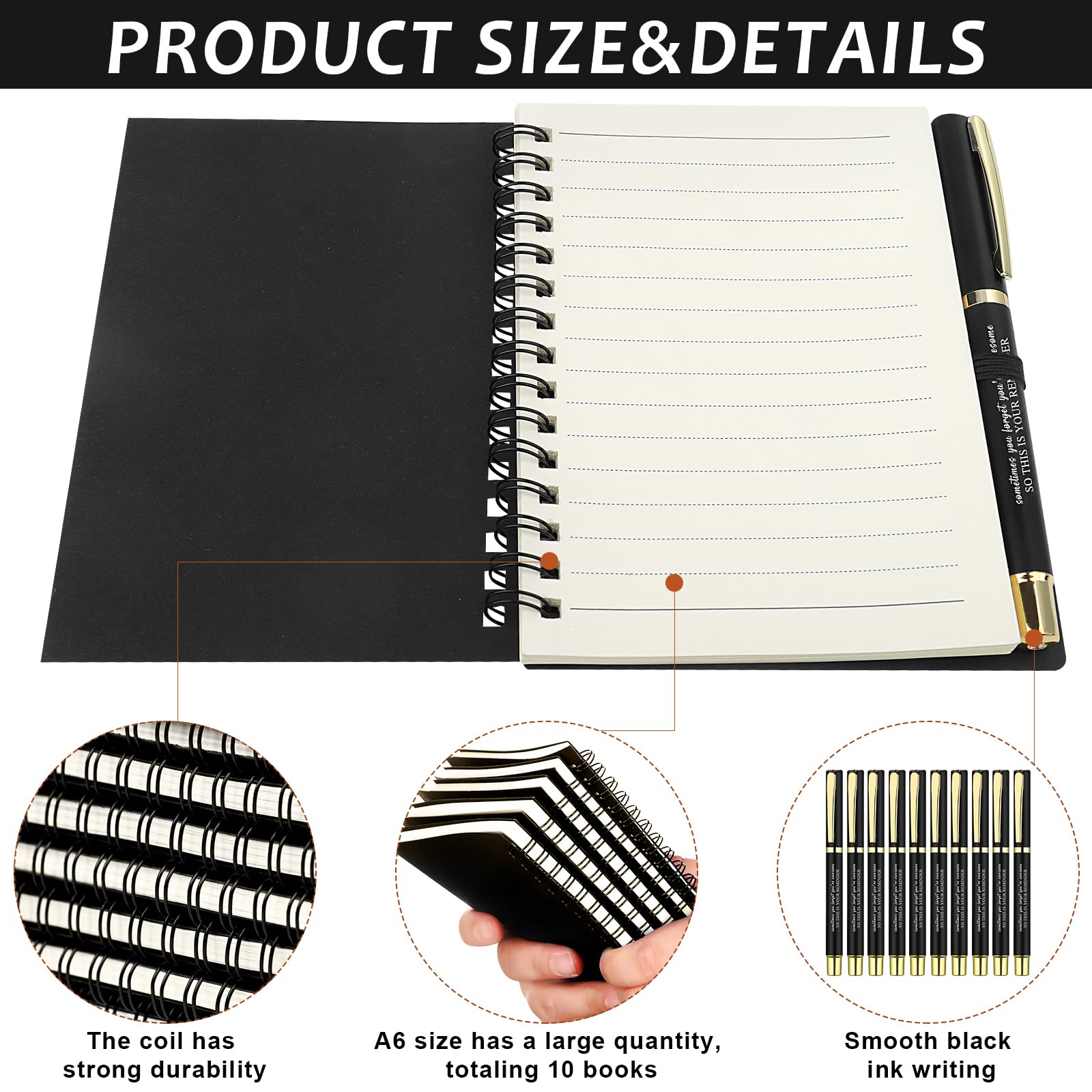 HAOWANWW 10 Pack Employee Appreciation Gift Thank You Gifts With Motivational Ballpoint Pens A6 Notebook Journals Business Inspirational Team Together Notebooks for Boss Coworker Colleague Office - Image 3