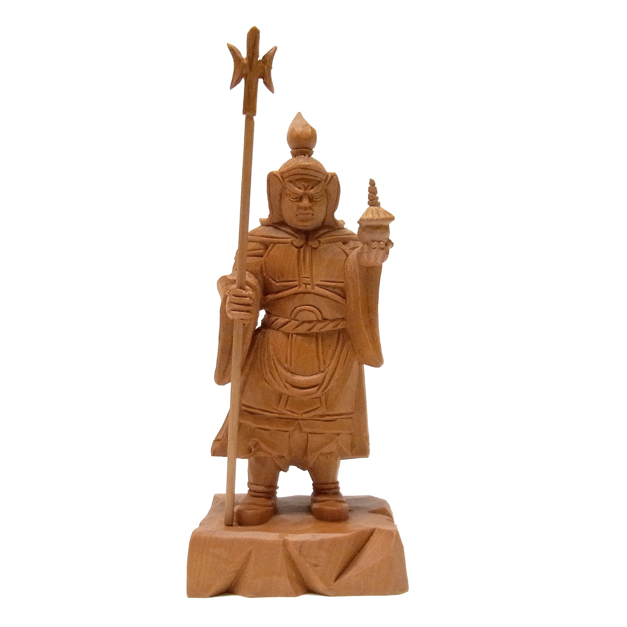 Amazon | 木曽桧 毘沙門天像 木彫り 仏像[国内仏師作品