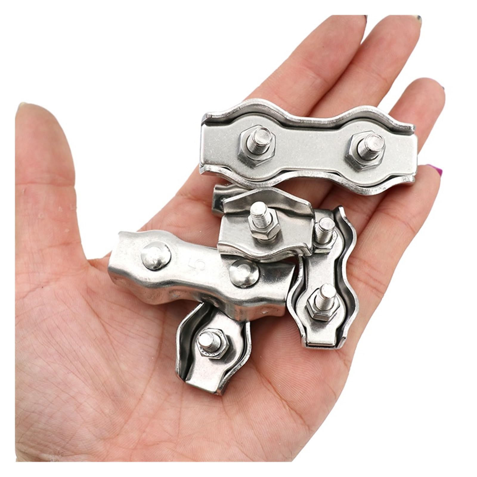 Clip di corda a filo pesante in acciaio inossidabi Morsetti for cavi a doppia impugnatura con fune metallica in acciaio inossidabile 304(5mm 2pcs)