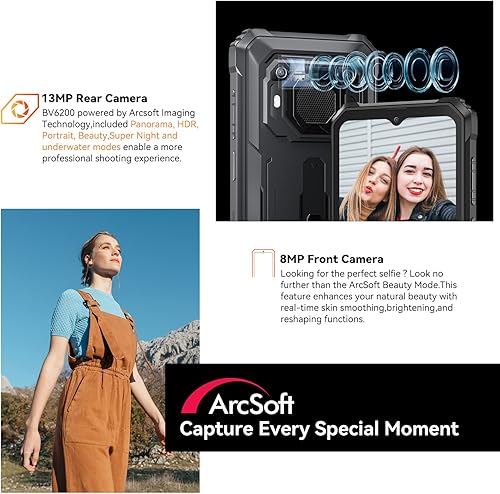 Miniatura 7 de Blackview Rugged Smartphone Unlocked, 2023 BV6200 Rugged Phones, 13000mAh Battery 18W Fast Charge, Android 13, 8GB+64GB2TB Expand, Waterproof Mobile