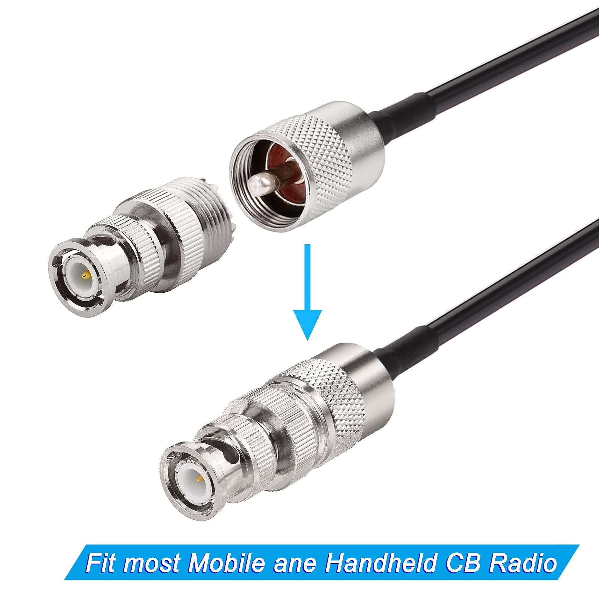 Bingfu Antena Radio CB Antena de 27 MHz con Base Magnética PL259 y Conector Macho BNC Compatible con Cobra Midland Uniden Maxon President Mobile CB Radio Car Truck CB Antenna Kit