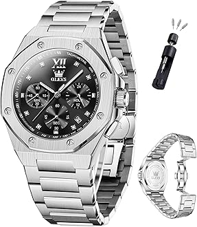 Mens Watches Octagonal Luxury Stainless Steel Dress Watches for Men Quartz Analog Large Face Luminous Relojes para Hombres