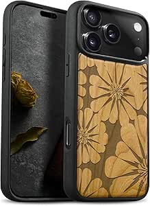 Carveit Magnetic Cover for iPhone 17 Pro hoesje [Natural Wood & Soft TPU] Shockproof TPU Bumper Compatible MagSafe iPhone 17 Pro Case (Walnotenhout-Vikingkompas