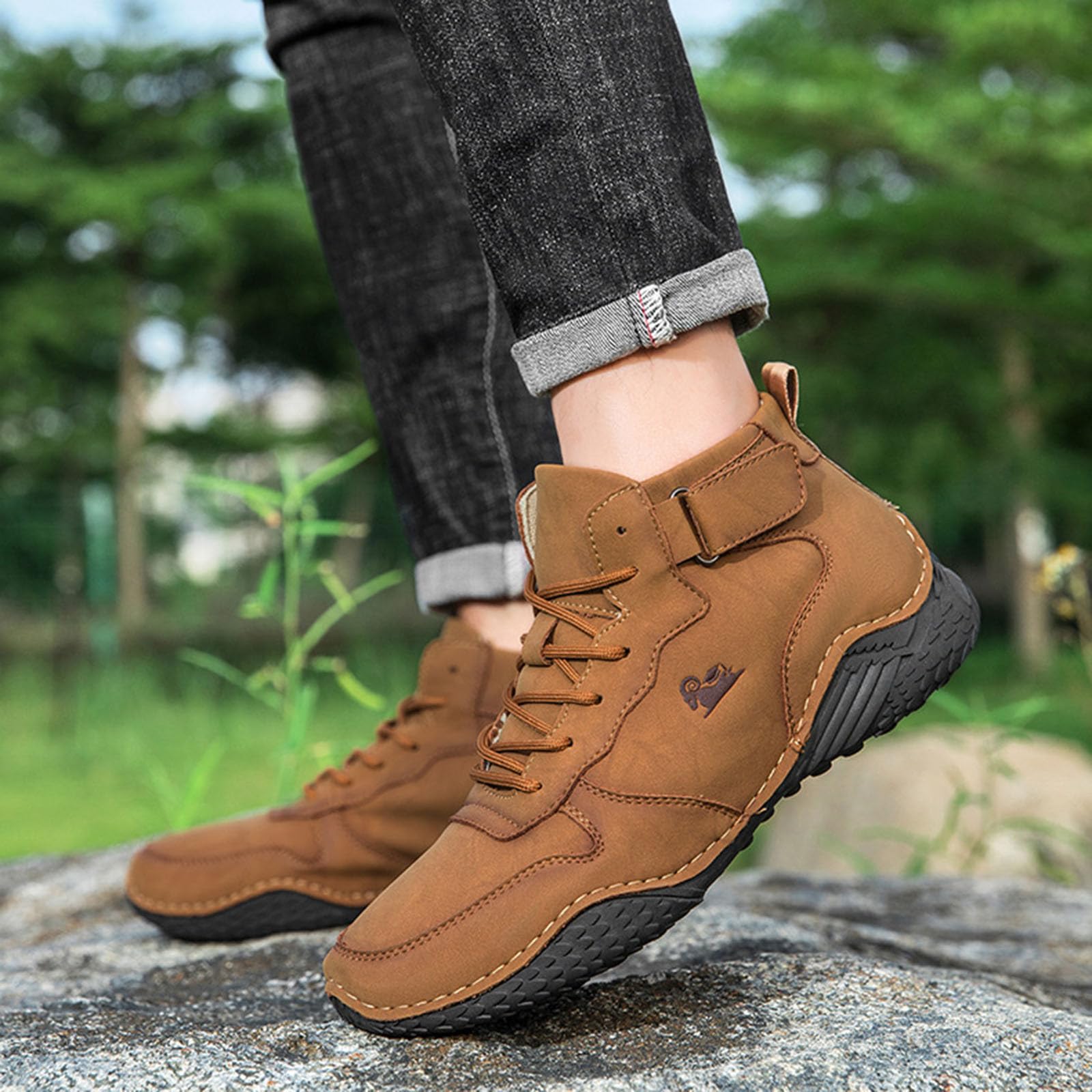 Generisch Herren Sneakers Vogany Barfußschuhe für Herren atmungsaktive orthopädische Stiefeletten ergonomisches Design vielseitig für Sport Freizeit