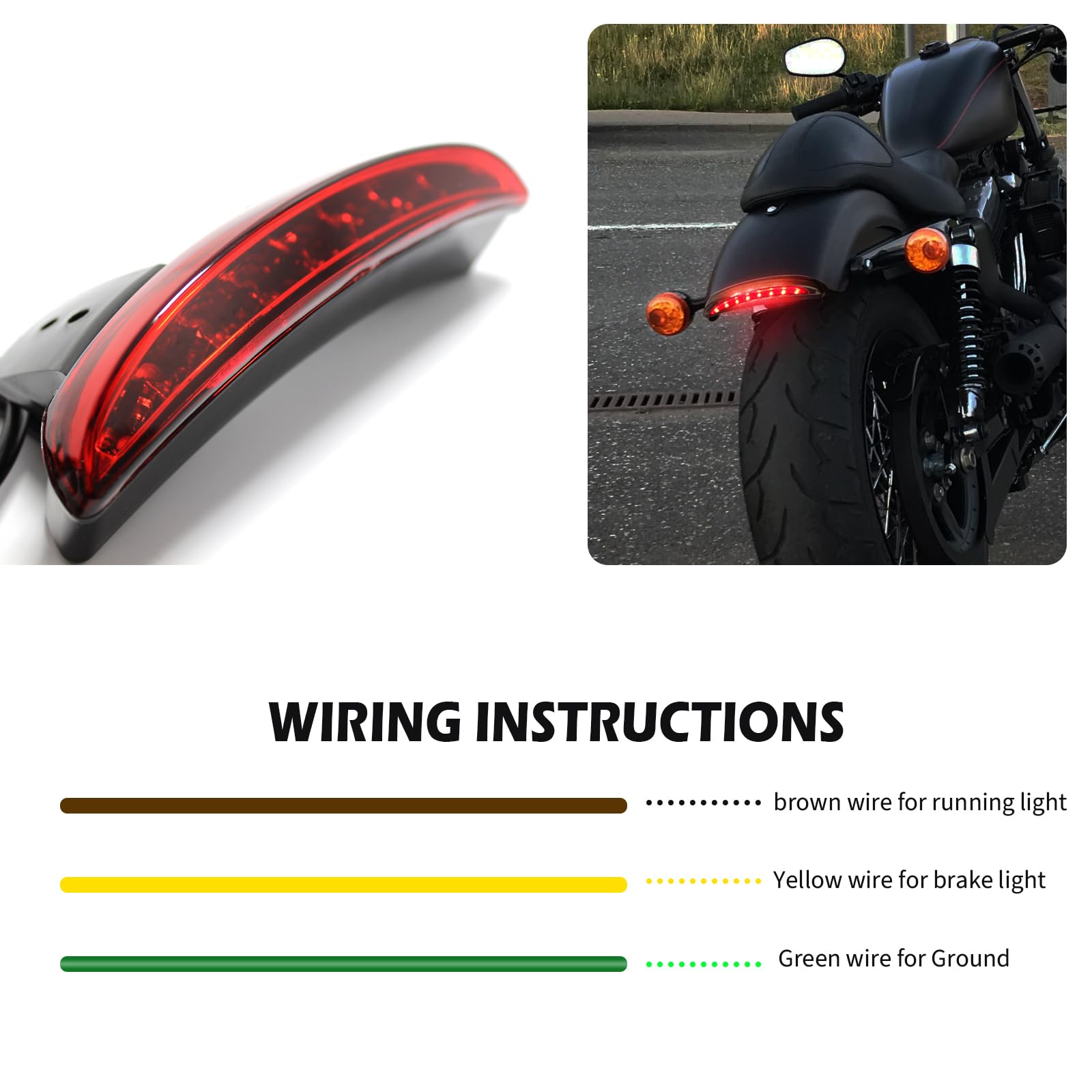 DREAMIZER Luci posteriori per moto, Bordo parafango rosso tritato Moto 8 LED Stop Freno in esecuzione Fanale posteriore per Sportster XL 883N 1200N XL1200V XL1200X Forty-Eight