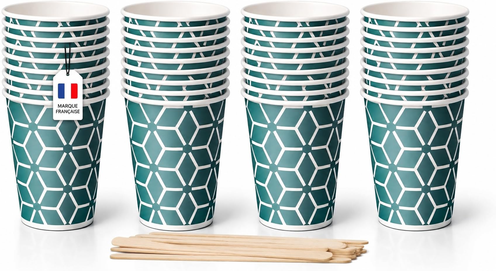 Caramont,7 Oz 1000 Vasos, Agitadores de Madera,Ecológico y Desechable,Resistente al Calor, para Bebida Fría y Caliente, Ideal para Café,Té,Cumpleaños, etc