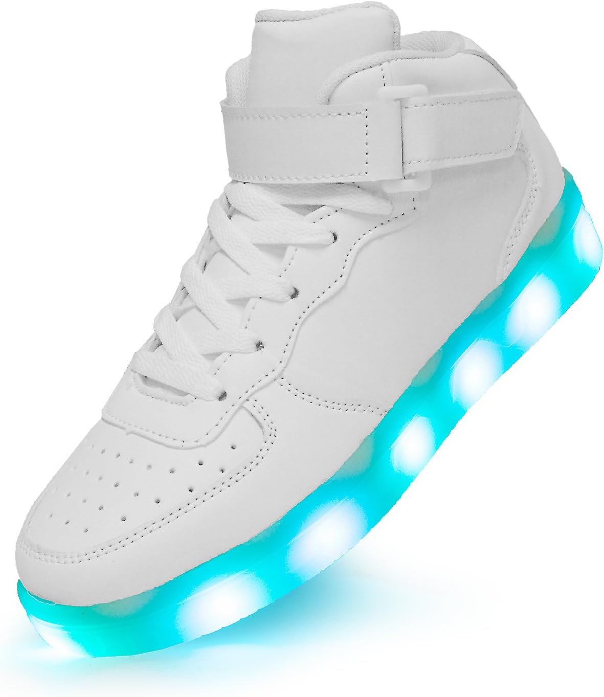 Kitleler Kids Boy and Girl's LED Light up Shoes High Top Flashing Sneakers as Gift for Boys Girls White