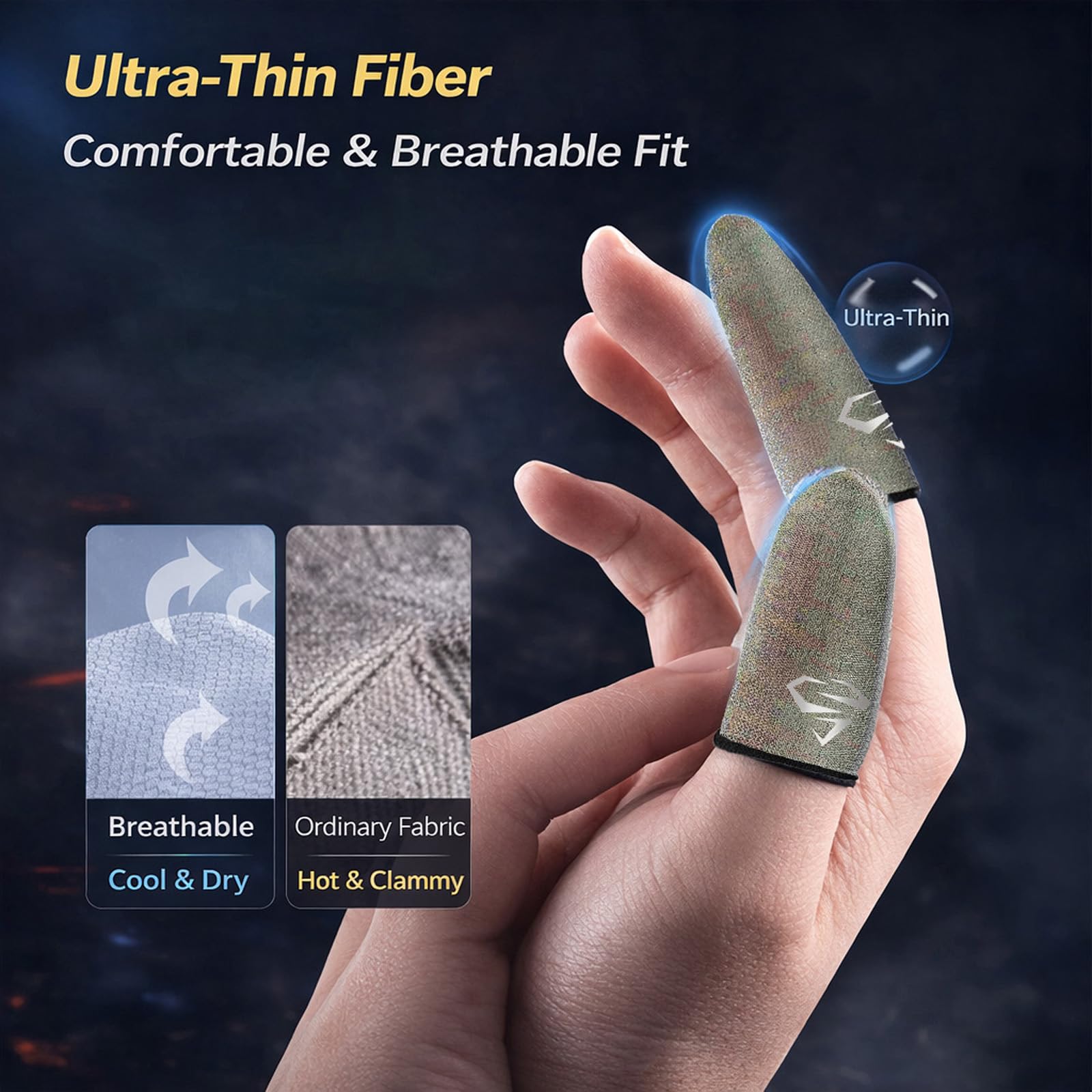 Ultra-Thin Silver Fiber Gaming Finger Sleeves - Breathable, Sweatproof, Seaml...