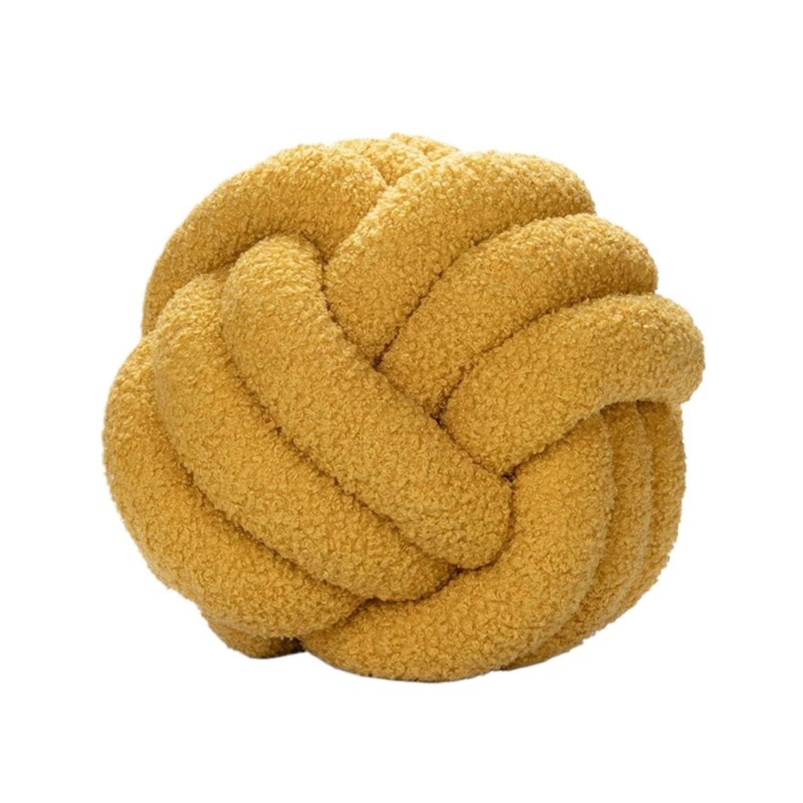 GIYXHU 2pcs Knotted Ball Plush Pillow Hand-woven Home Decoration Indeformable for Couch(Yellow)