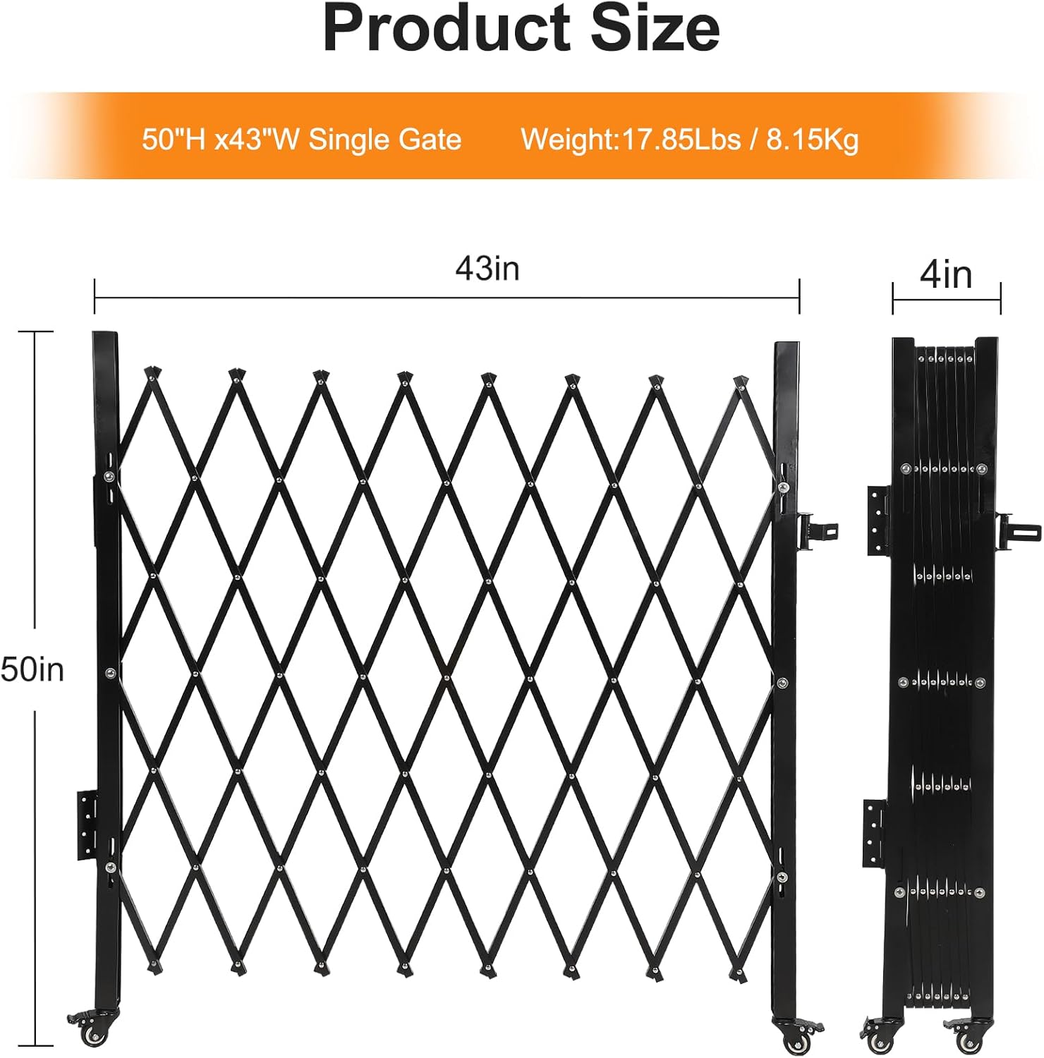 Single Folding Security Gate Aluminum Rolling Door Gate Expanding Scissor Gate - Picture 9 of 12