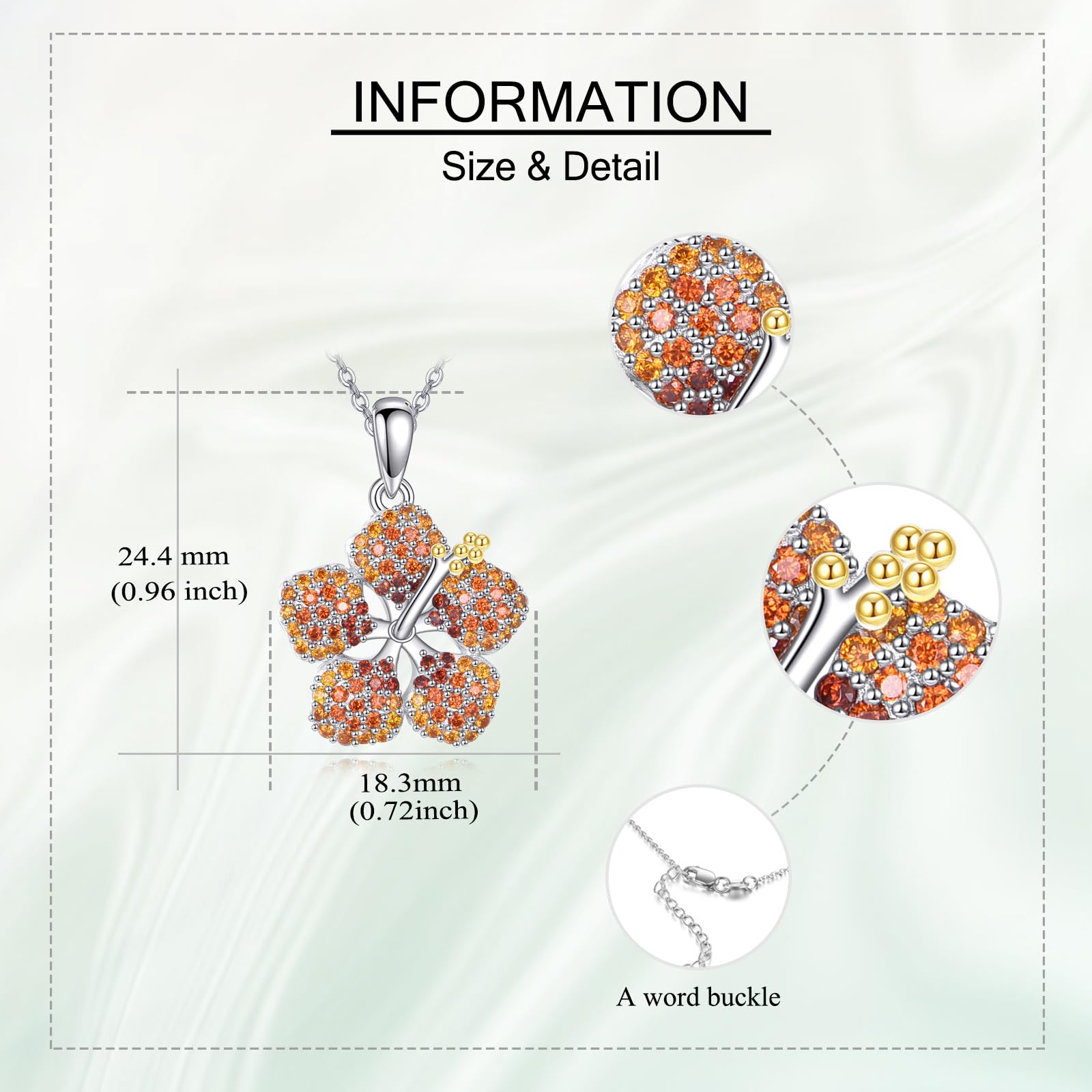 YAFEINI Hibiskus Kette Sterling Silber Blumen Anhänger Halskette Hibiskusblüten Schmuck Geschenk für Damen Frauen