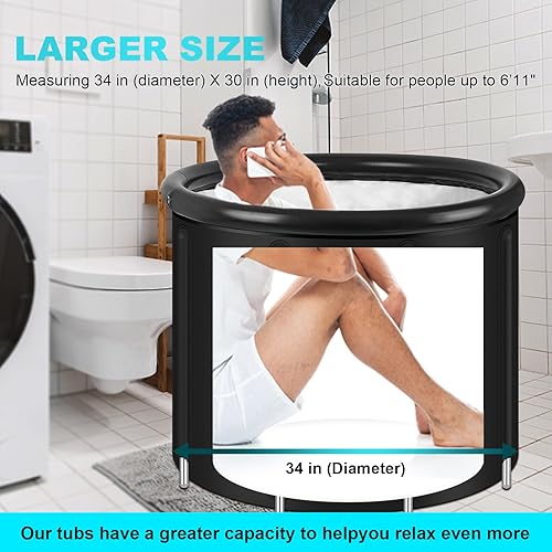 Miniatura 5 de Bañera de hielo para atletas, bañera de inmersión fría mejorada al aire libre, baño de hielo portátil para entrenamiento de terapia de agua fría,