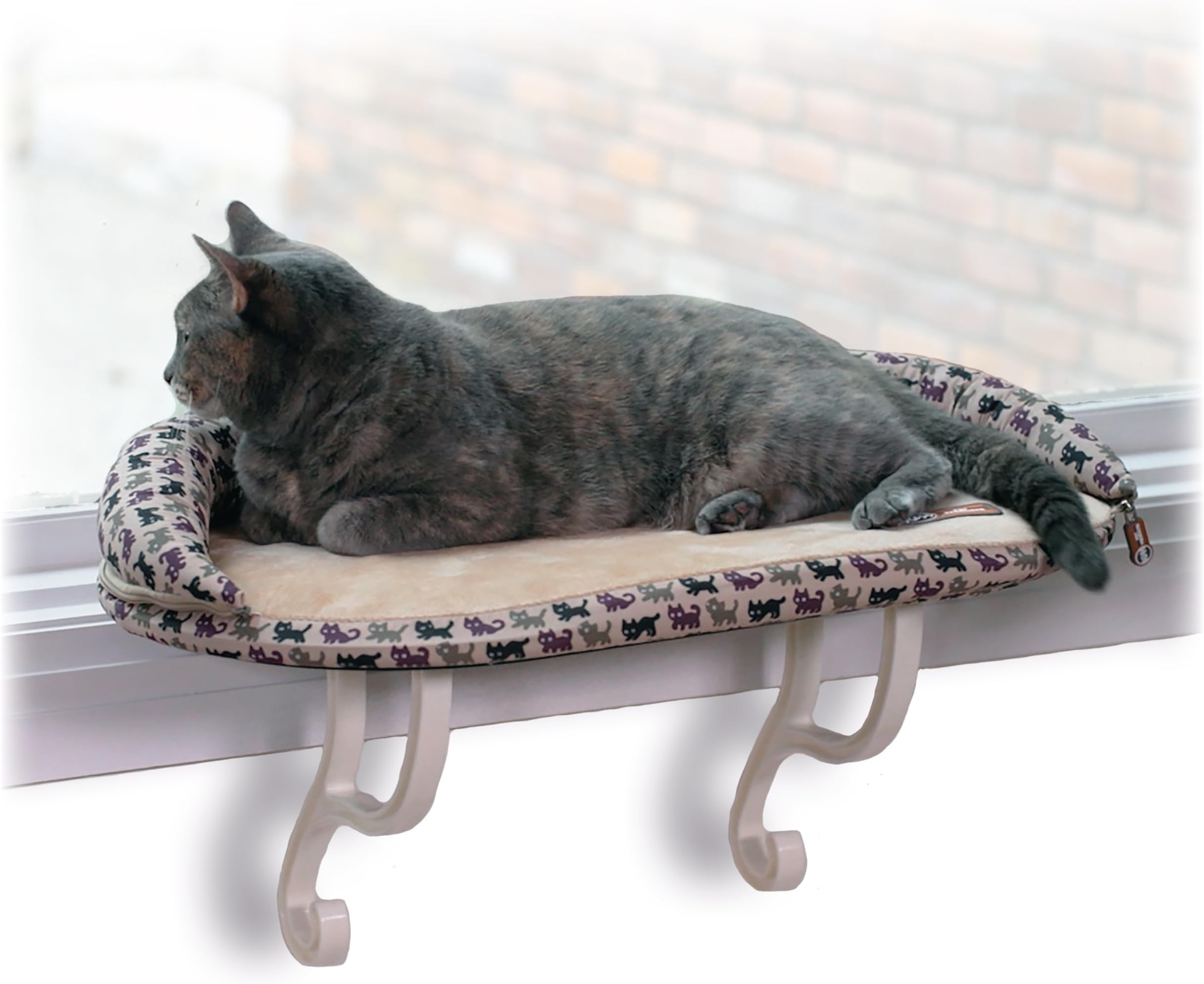 K&H Pet Products Deluxe Kitty Sill w/Bolster Cat Window Bed, Cat Window Perch for Large Cats