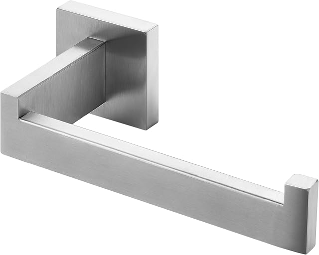 HITSLAM Brushed Nickel Toilet Roll Holder Wall Mounted Premium 304 Stainless Steel Toilet Paper Holder for Bathroom Rustproof Square