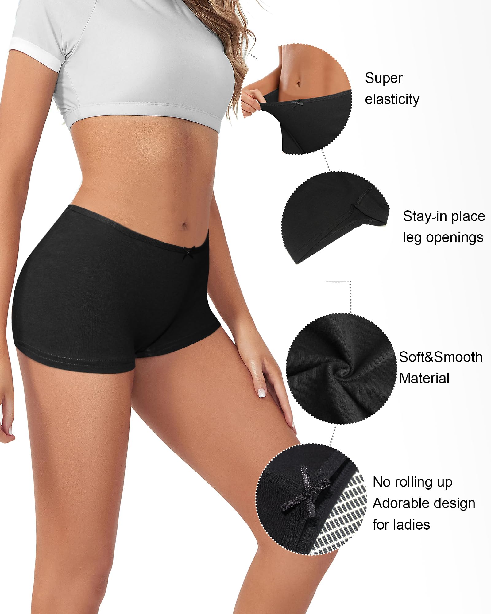 Uizuooy Boxer da donna in cotone, senza cuciture, anti-sfregamento, senza cuciture