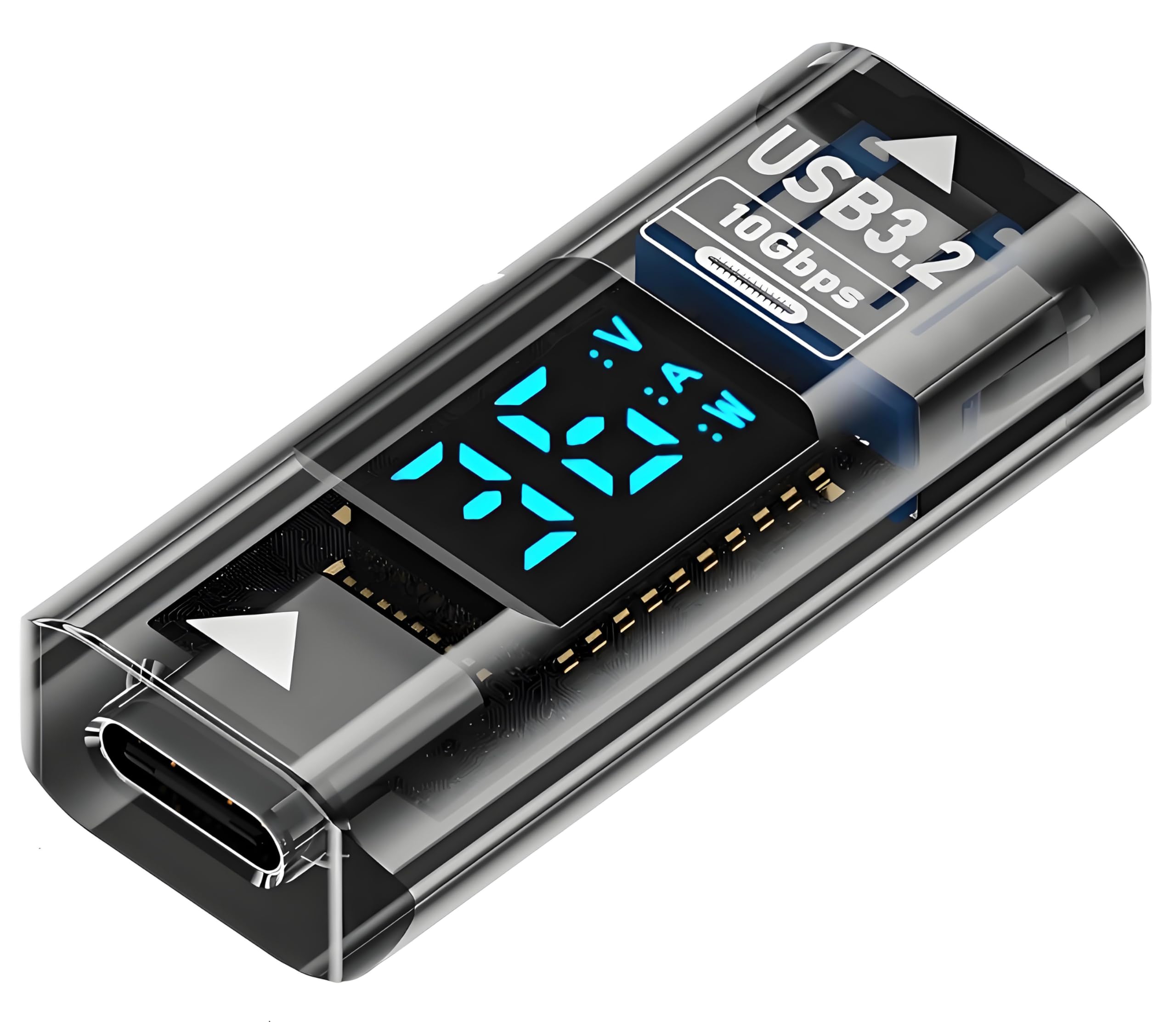 MUXER USB メス to USB-C メス 中継アダプタ、出力スクリーン表示、Type-C メス to Type-A メス 変換コネクタ、QC 36W急速充電、USB3.2 10Gbps高速転送、USB-C メス to USB-A メス 変換アダプタ (半透明の灰色1個)