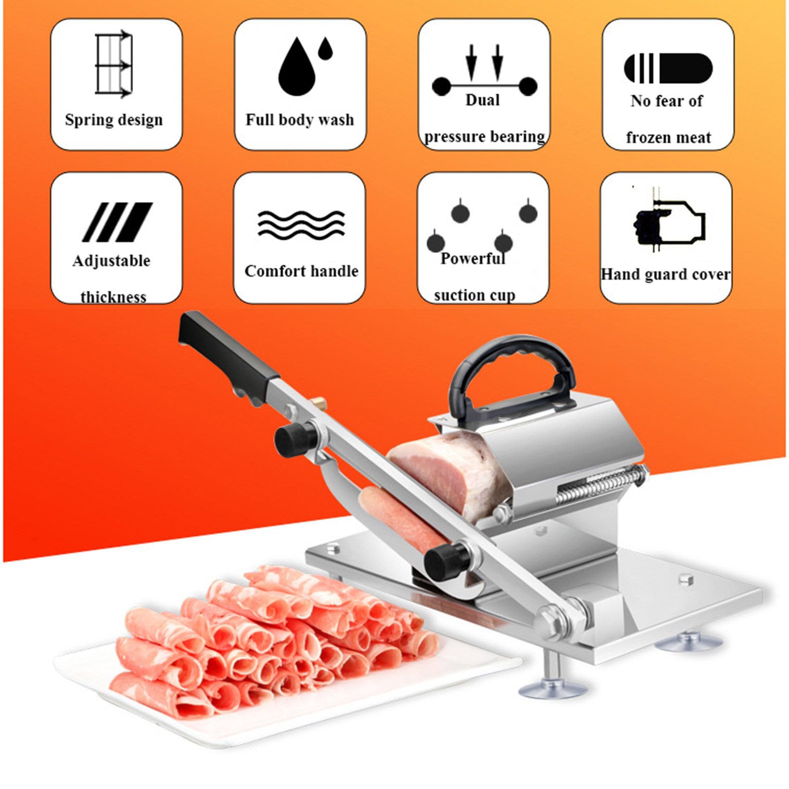 Cortadora manual, cortadora manual doméstica y comercial, adecuada para verduras, queso, tocino, estofado, shabu-shabu y barbacoa