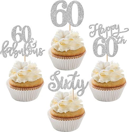 Miniatura 8 de Rsstarxi Paquete de 24 adornos para cupcakes de 21 cumpleaños con purpurina dorada del número 21 y 21 fabulosas selecciones de cupcakes para