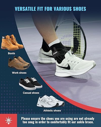 Miniatura 5 de Fit Geno Tobillera para esguinces de tobillo, soporte transpirable ajustable con correas de liberación rápida para aliviar el dolor y reducir la