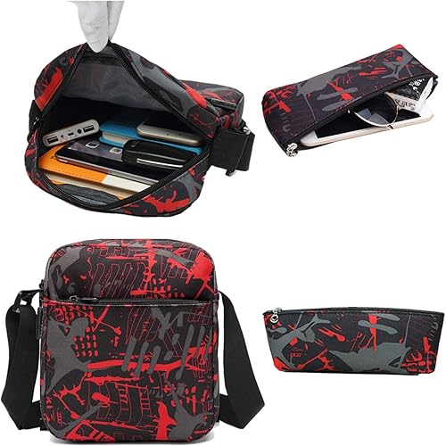 Miniatura 5 de Mochilas escolares para niños y niñas, juego de mochila para adolescentes, bolsa de hombro y estuche para lápices, B246 Rojo, talla única , Mochilas