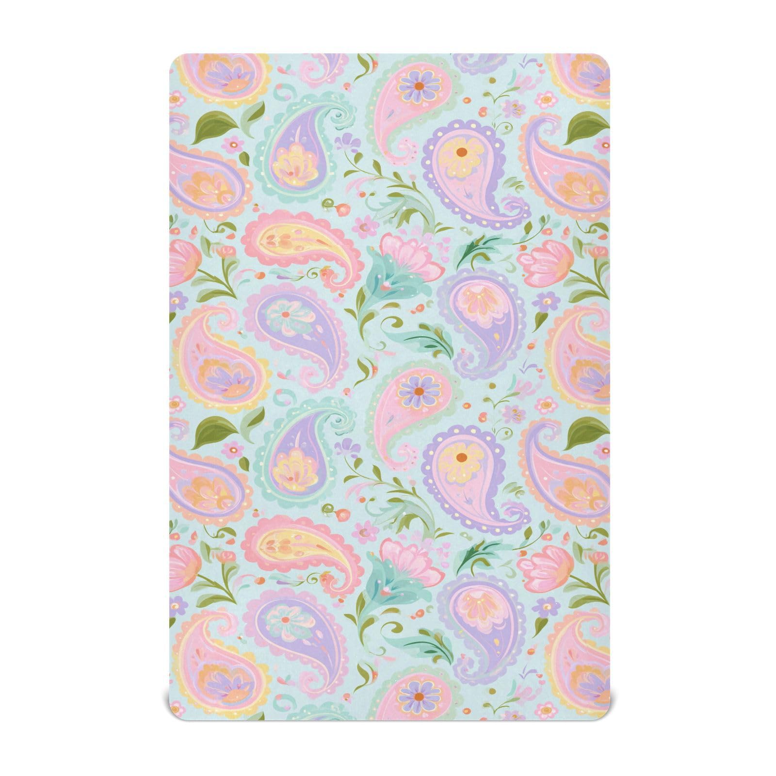 Crib Sheet Breathable Soft Crib Mattress Sheet for Baby Toddler Boys Girls Fitted Pack n Play Crib Sheet Fit Standard Crib Mattress 39 x 27 Inch Green Purple Pinks Leaf Paisley