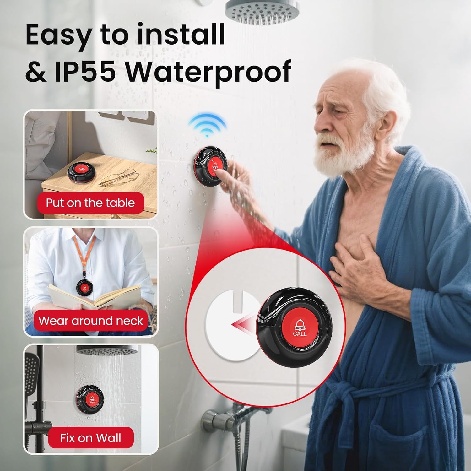 CallToU Wireless Personal Alarms for Elderly Caregiver Pager System Elderly Alarm Call Button - Image 4