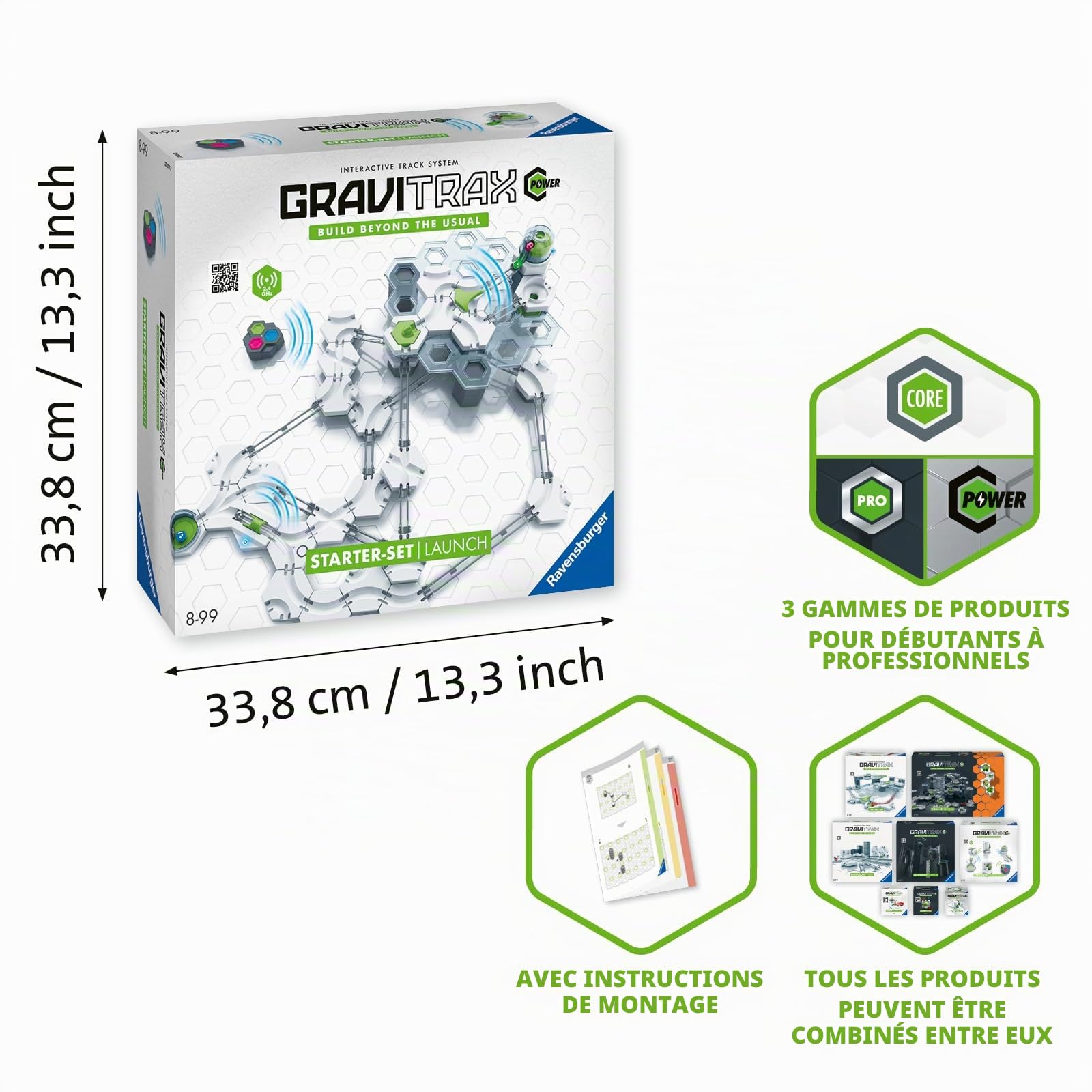 Ravensburger - Gravitrax Power Starter Set Launch 124 pièces - Circuit de Billes - Jeu de Construction créatif - Parcours de Billes à Construire - Electronique - Dès 8 Ans - Version française - 27013
