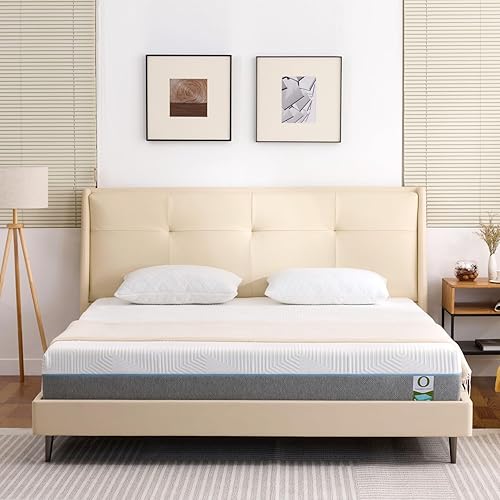 MUUEGM Colchón Queen de 6 pulgadas, colchón de espuma viscoelástica en una caja con funda de bambú, colchón de gel refrescante tamaño Queen para