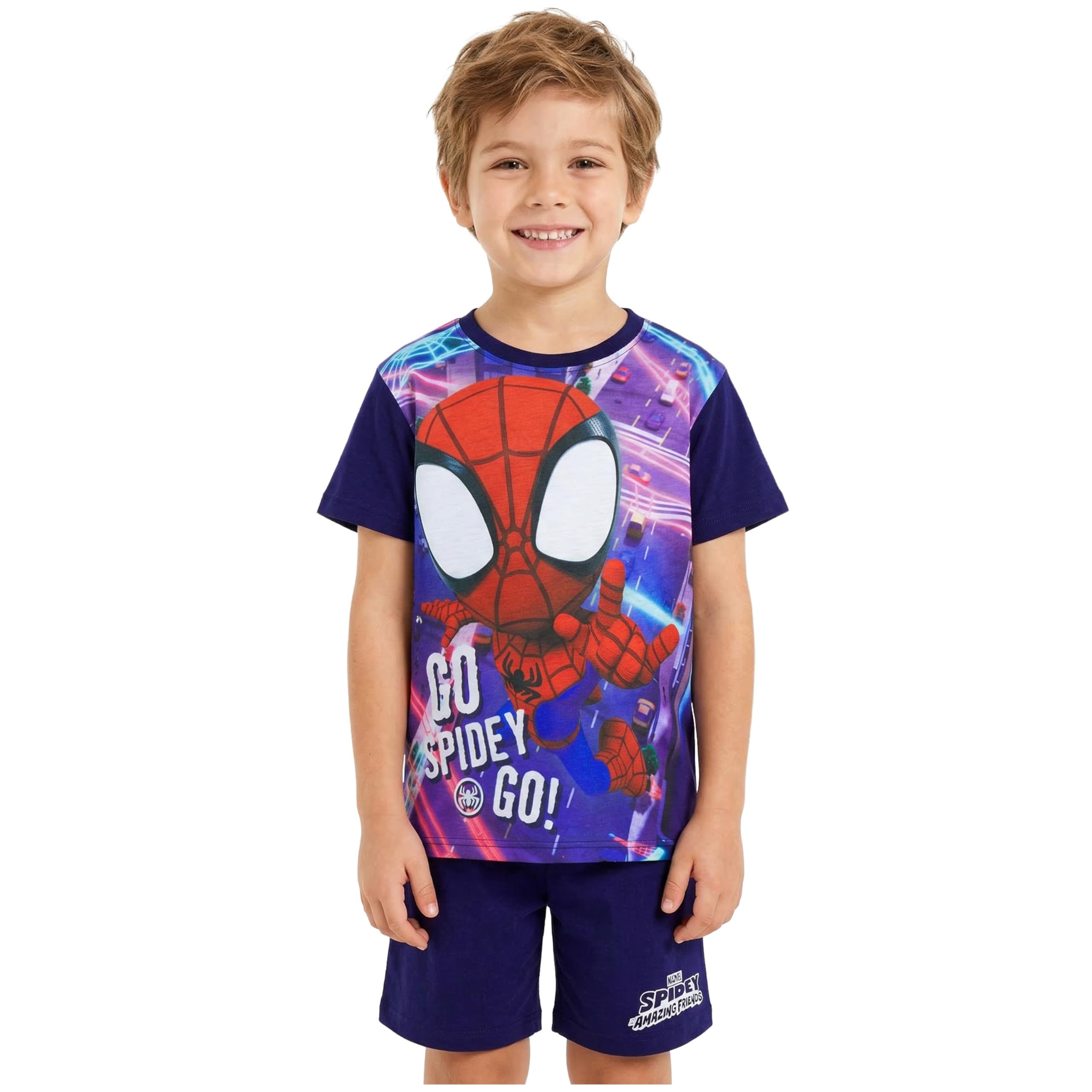 Get Trend Boys Red/Navy Spidey Marvel Spidey And His Amazing Friends Pyjama Set, Half-Sleeve T-Shirt & Short Pj Bottoms, Soft Kids Nightwear Clothes (4-5 Years, 1 Pck)