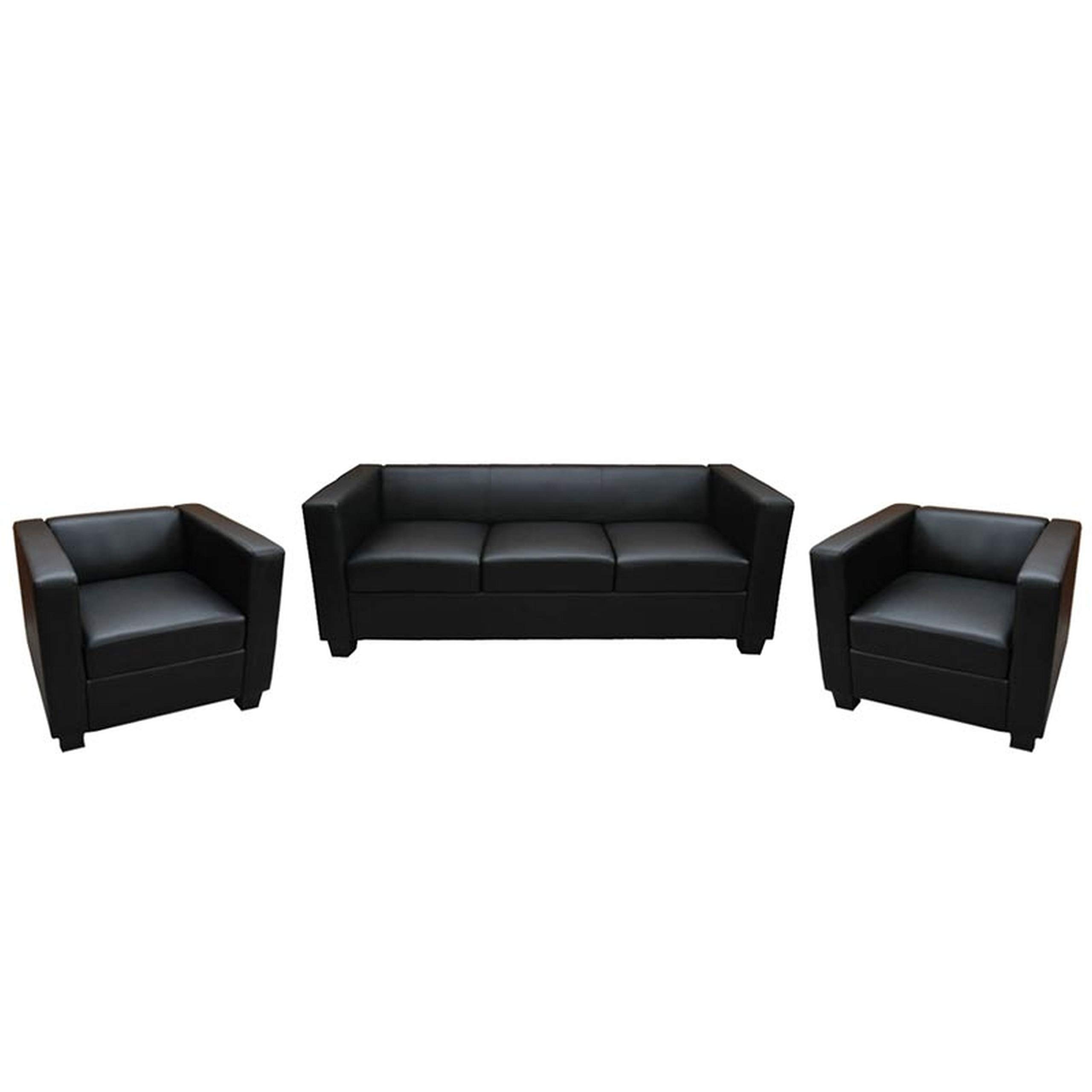 Mendler Salotto componibile Lounge Moderno Elegante Lille M65 Composizione 3-1-1 -Ecopelle Nero