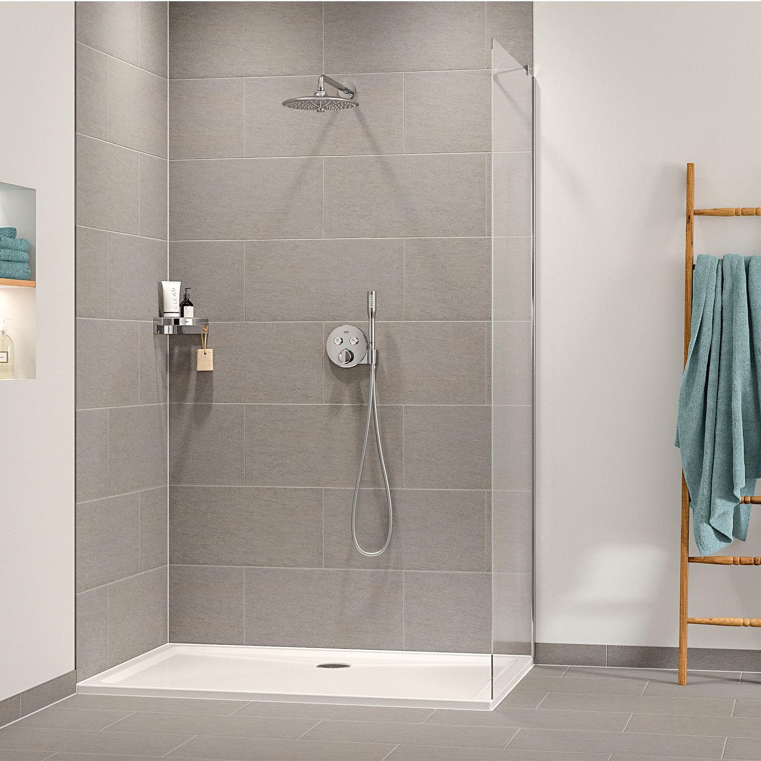 GROHE Precision SmartControl Sistema Doccia da Incasso, Termostato 2 Vie, Soffione Vitalio Joy 260, Manopola Vitalio Get Stick, Finitura Rotonda, Cromo, 34878000