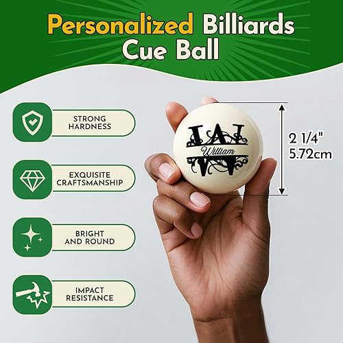 Miniatura 2 de Bola de billar personalizada con bolsa, graba texto o logotipo, monograma personalizado de 2.244 in, regalos de cumpleaños para papá, marido,