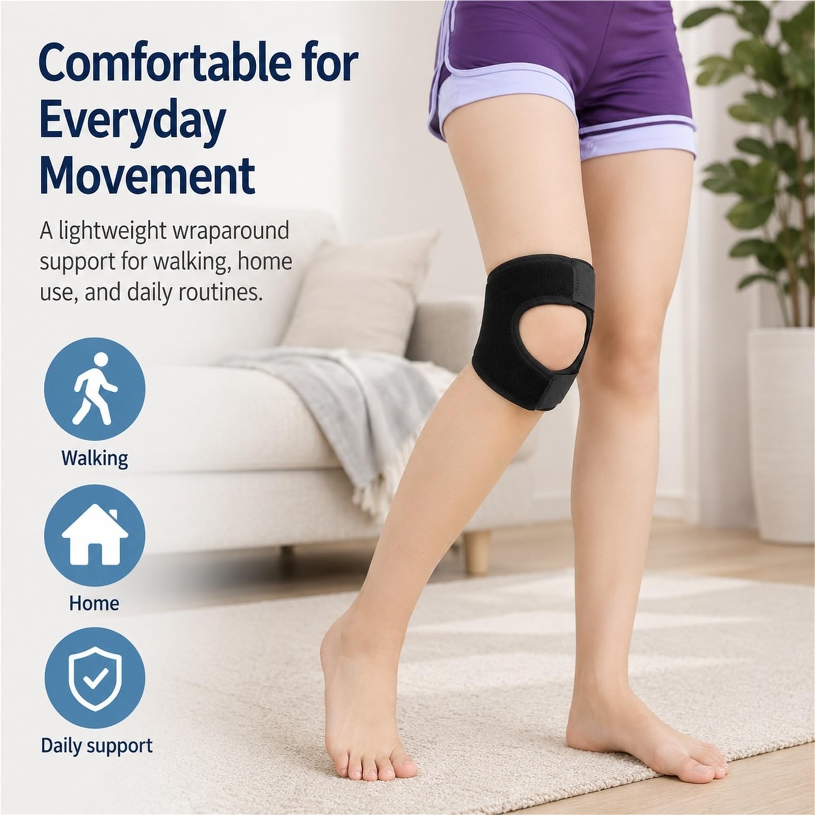 Rodillera Rotuliana Ajustable para Alivio del Dolor de Rodilla Soporte Estabilizador de Rótula con Almohadilla EVA y Muelles para Correr Tenis Menisco Tendinitis
