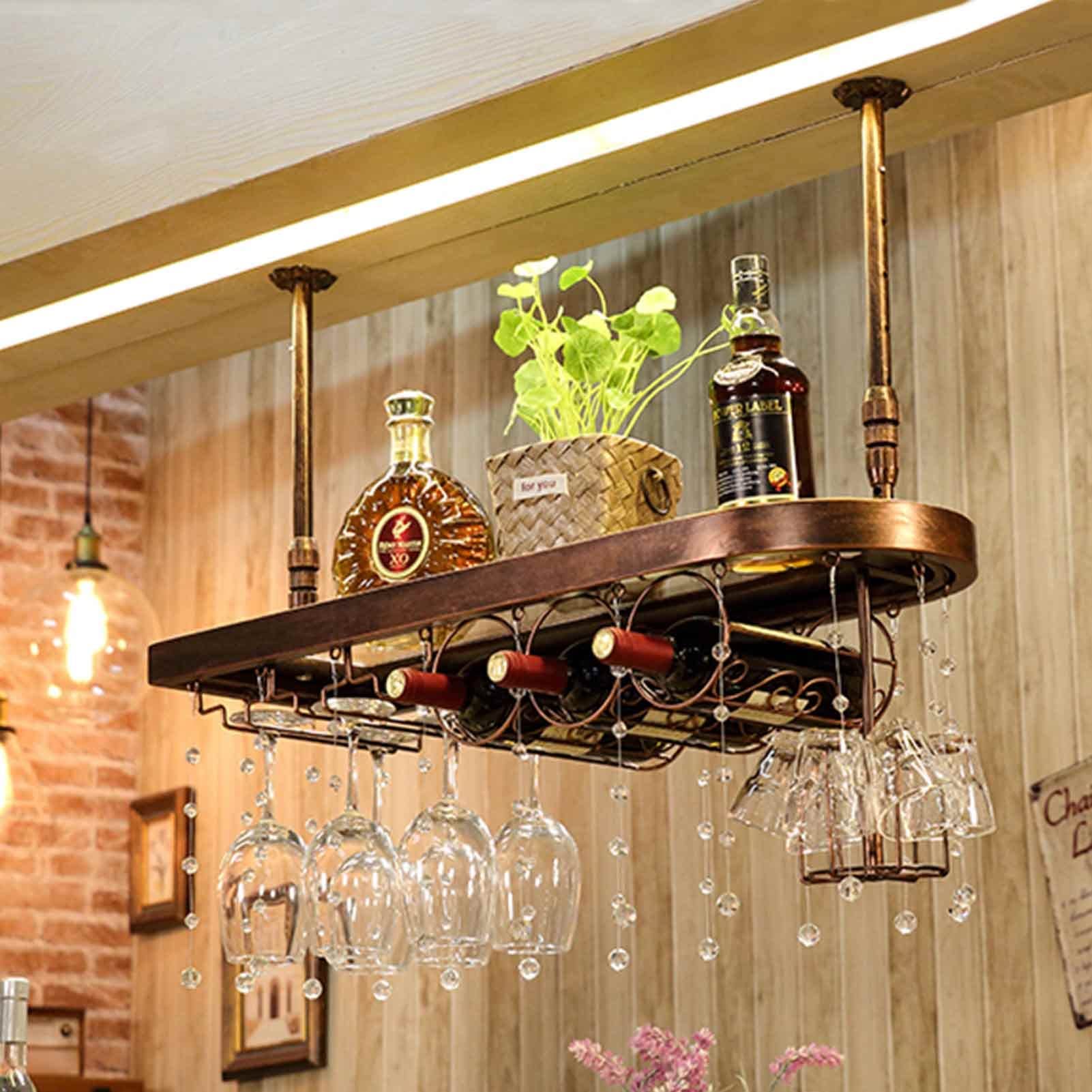 Support pour verre à vin suspendu pour créer un espace bar au salon