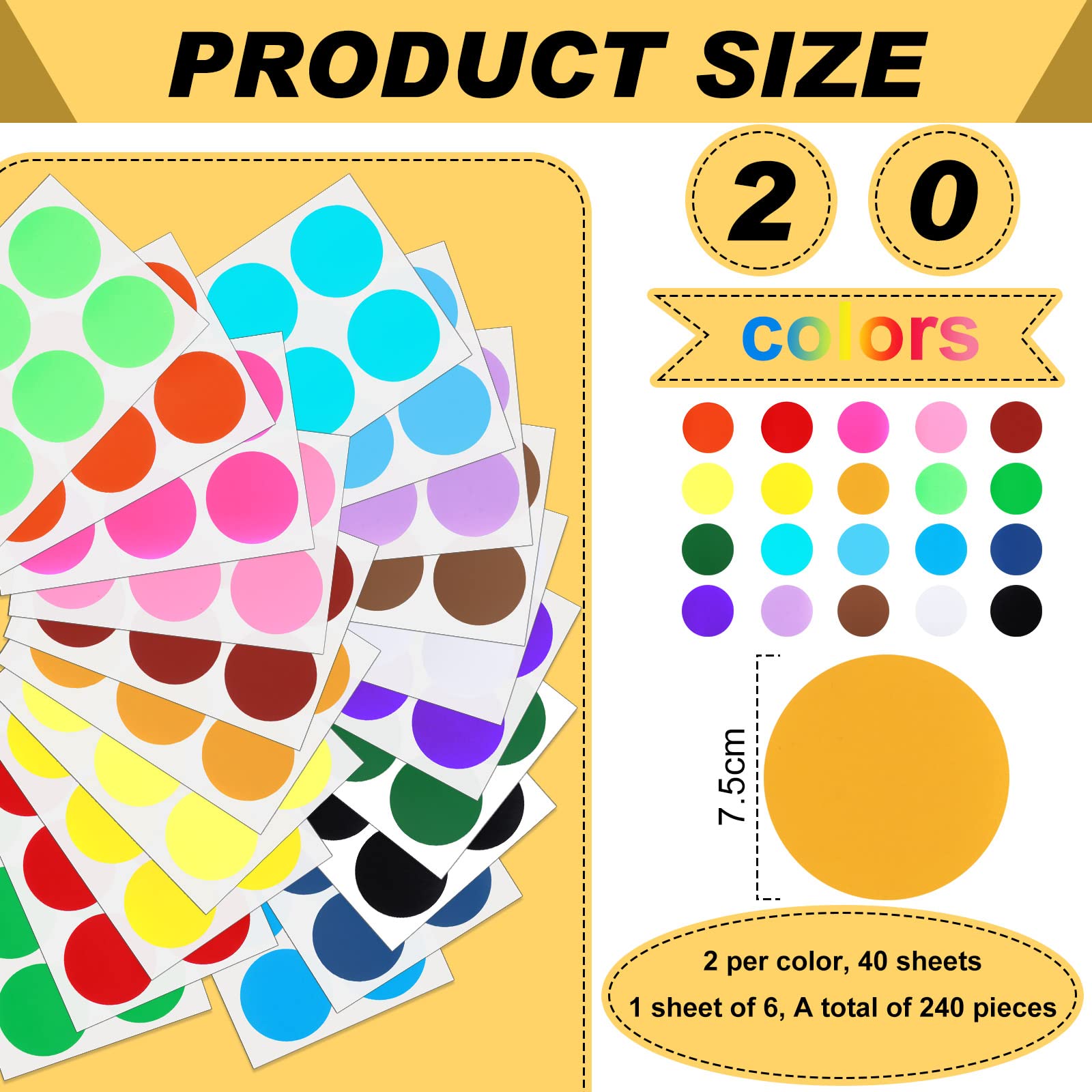 Colour With Stickers 2 Roll 1000 PCS 1" Round Color Coding Circle Dot ...