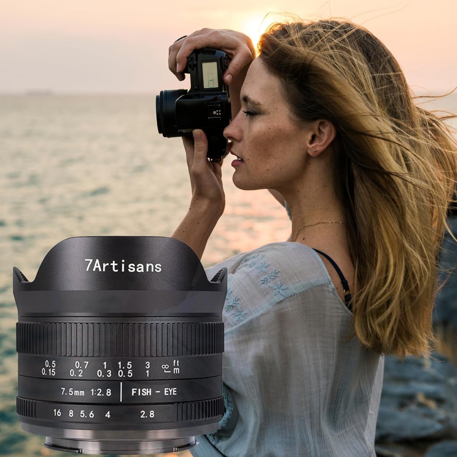 7Artisans 7.5mm F2.8 II Obiettivo per fotocamera mirrorless Fisheye APS-C per Sony A5000 A5100 A6000 A6300 A6500 NEX-5T A7III A7R III